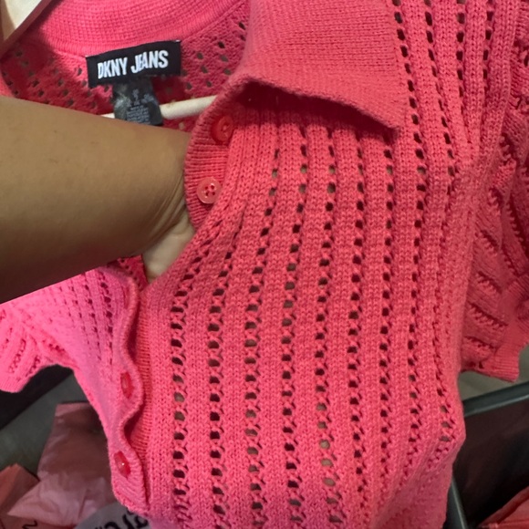 DKNY Jeans Coral Knit Button-Up (79) - Picture 5 of 11
